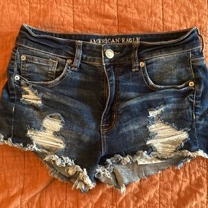 American Eagle Hi-Rise Shortie Super Stretch X Distressed Shorts size 8 NWOT